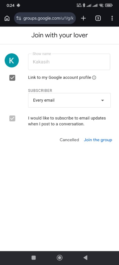 Konfirmasi Gabung Grup